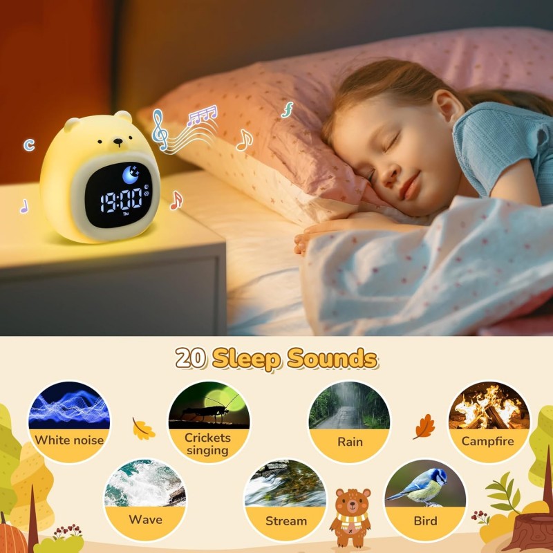 Alarm Clock for Kids Sleep Tra - White Noise Machine Sleep ulasan dan harga