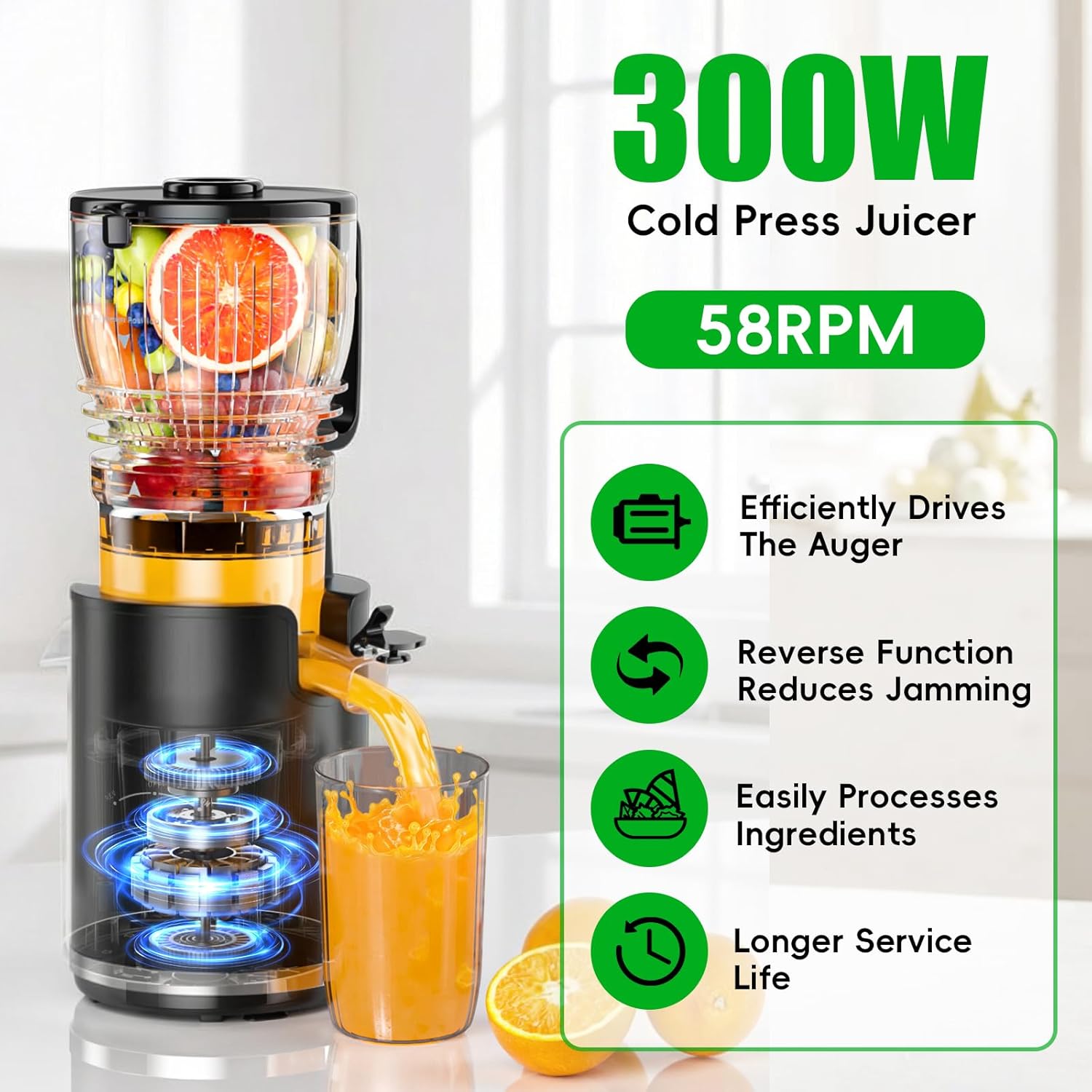 Cold Press Juicer, 300W Slow M - Cold Press Juicer ulasan dan harga