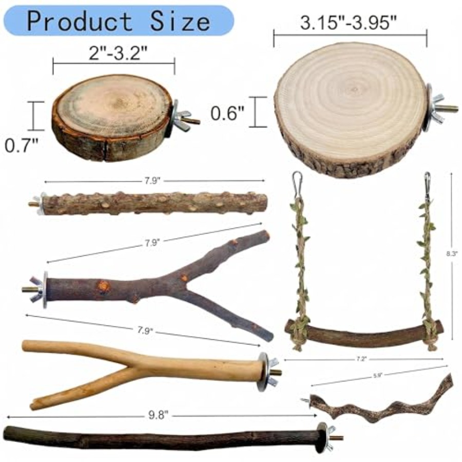 8PCS natural wood bird perches - Health & Wellness Lubbock ulasan dan harga