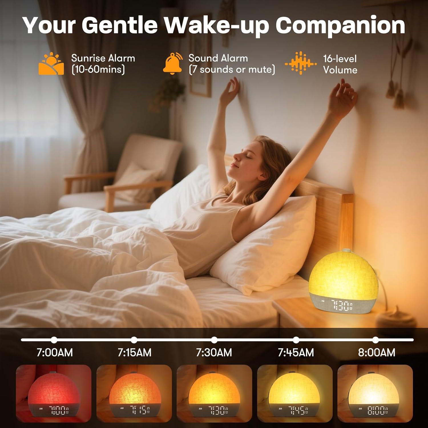 Wake Up Light Sunrise Alarm Cl - White Noise Machine Sleep ulasan dan harga